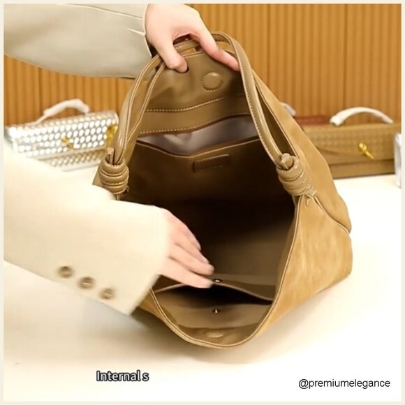 Large Slouchy Hobo Tote Bag Faux Suede Lightweight Travel Work Shoulder - Picture 7 of 7